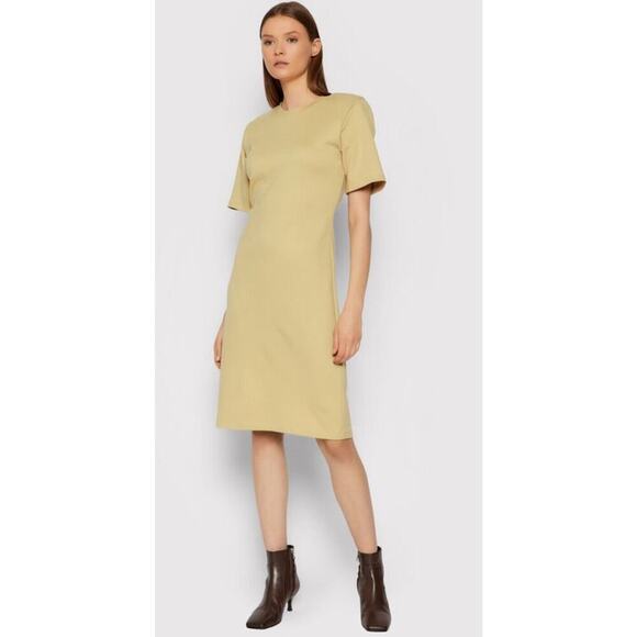 Gestuz AnkaGZ Camel Tan Knee Length Minimalist Sheath Dress MED Career Neutral - Picture 3 of 12